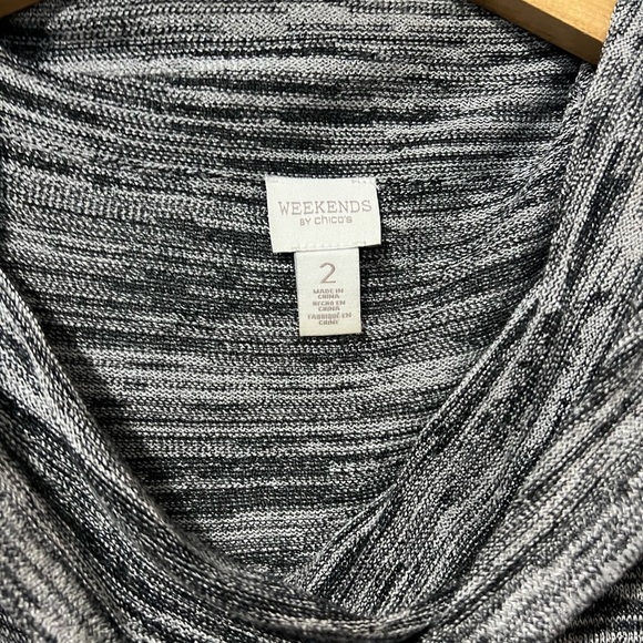 Weekends By Chico's Sweater Size 2 (L) Space Die Hooded Pullover - Picture 3 of 3